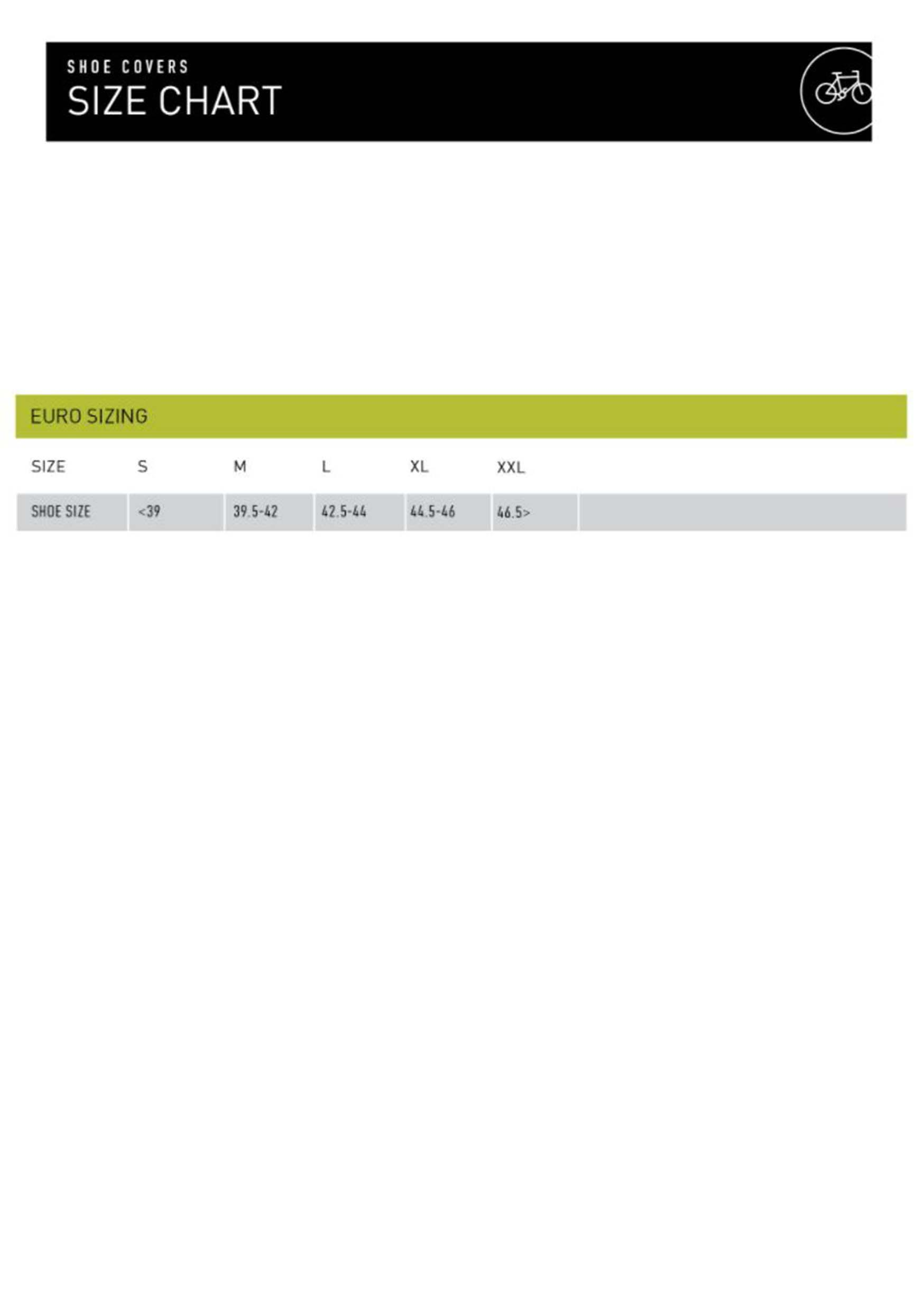 Pearl Izumi Sizing Chart